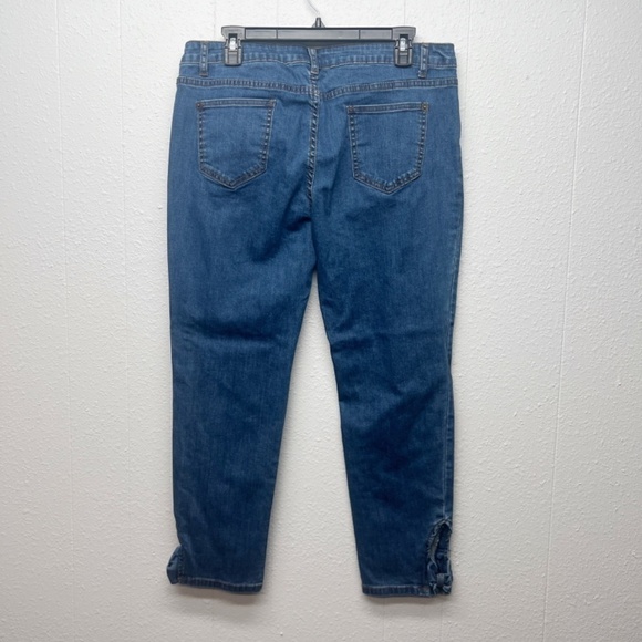 ModCloth Dark Wash Ankle Length High Rise Stretch Jeans Womens Sz XL Bow Accent - Picture 6 of 12